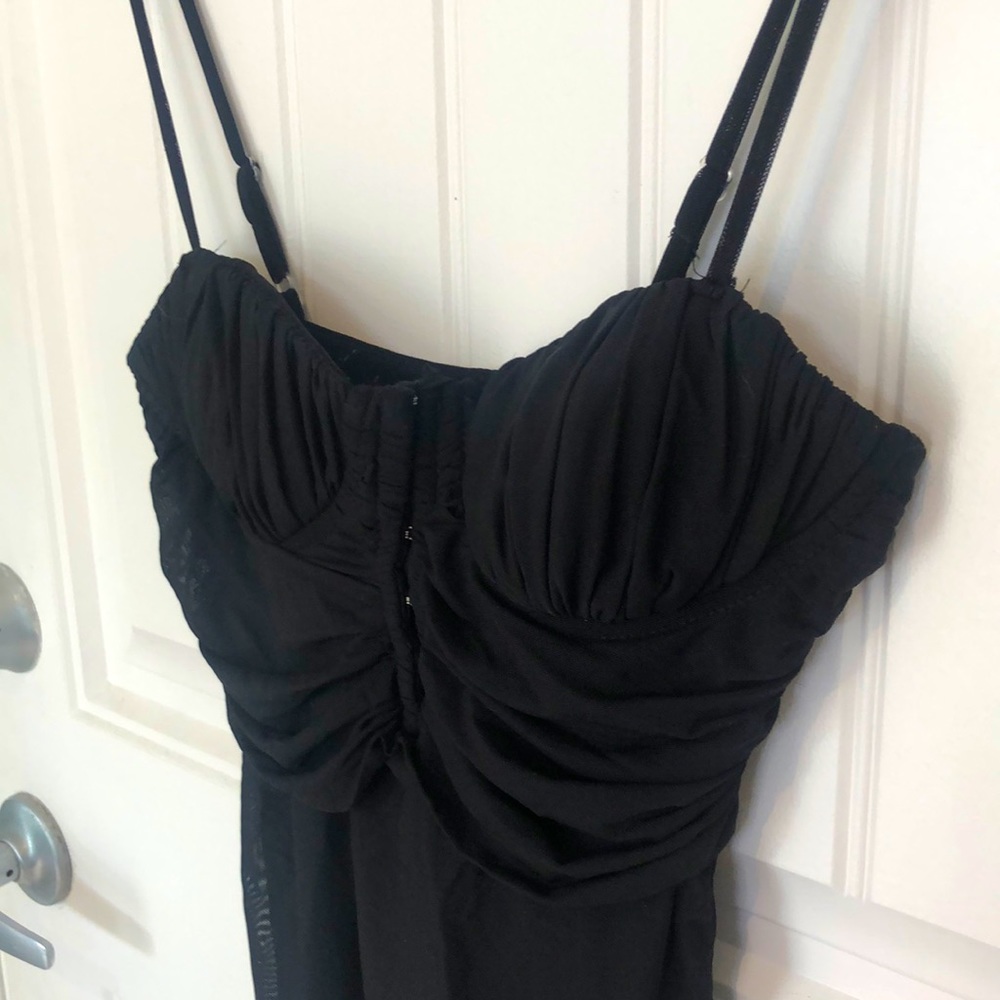 Black mesh material tank top